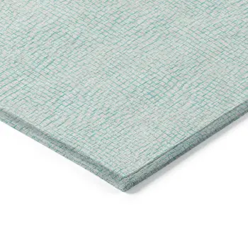 5' X 8' Aqua And Ivory Geometric Washable Indoor Outdoor Area Rug