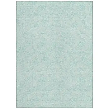 5' X 8' Aqua And Ivory Geometric Washable Indoor Outdoor Area Rug