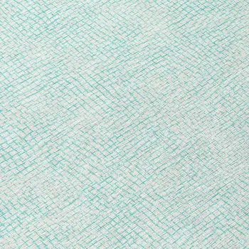 8' Aqua And Ivory Round Geometric Washable Indoor Outdoor Area Rug
