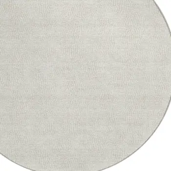 8' Beige And Brown Round Geometric Washable Indoor Outdoor Area Rug