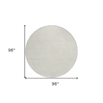 8' Beige And Brown Round Geometric Washable Indoor Outdoor Area Rug