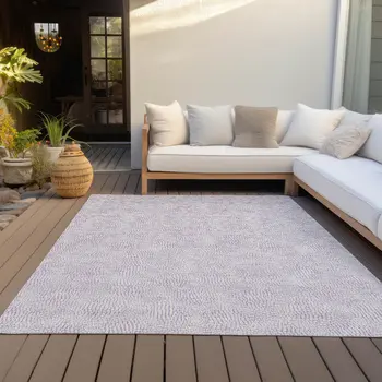3' X 5' Lavender And Purple Geometric Washable Indoor Outdoor Area Rug