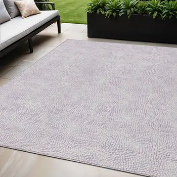 5' X 8' Lavender And Purple Geometric Washable Indoor Outdoor Area Rug