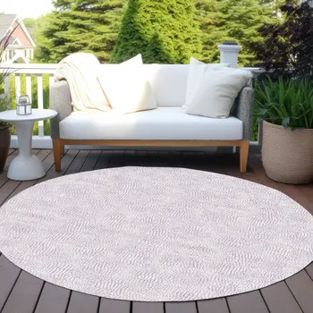 8' Lavender And Purple Round Geometric Washable Indoor Outdoor Area Rug