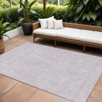 8' X 10' Lavender And Purple Geometric Washable Indoor Outdoor Area Rug