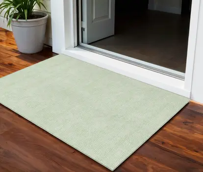 3' X 5' Mint Green And Ivory Geometric Washable Indoor Outdoor Area Rug