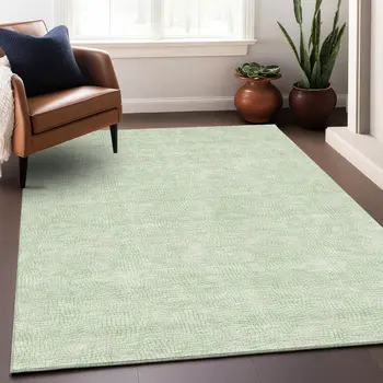 3' X 5' Mint Green And Ivory Geometric Washable Indoor Outdoor Area Rug