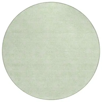8' Mint Green And Ivory Round Geometric Washable Indoor Outdoor Area Rug