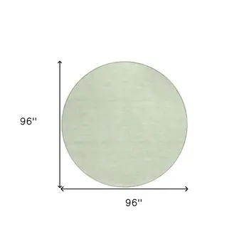 8' Mint Green And Ivory Round Geometric Washable Indoor Outdoor Area Rug