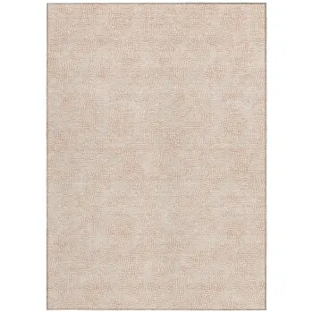 5' X 8' Peach And Beige Geometric Washable Indoor Outdoor Area Rug