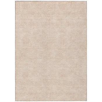 9' X 12' Peach And Beige Geometric Washable Indoor Outdoor Area Rug