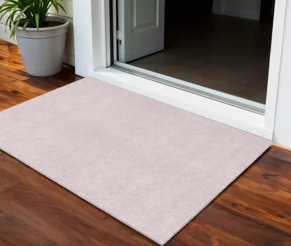 3' X 5' Pink And Ivory Geometric Washable Indoor Outdoor Area Rug