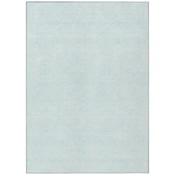 5' X 8' Sky Blue And Ivory Geometric Washable Indoor Outdoor Area Rug