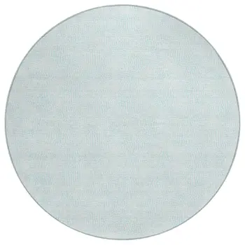8' Sky Blue And Ivory Round Geometric Washable Indoor Outdoor Area Rug