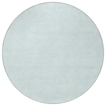8' Sky Blue And Ivory Round Geometric Washable Indoor Outdoor Area Rug