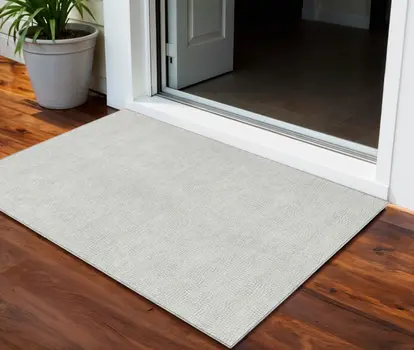 3' X 5' Silver And Gray Geometric Washable Indoor Outdoor Area Rug