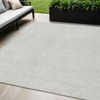 5' X 8' Silver And Gray Geometric Washable Indoor Outdoor Area Rug