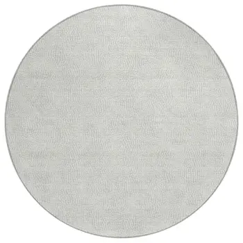 8' Silver And Gray Round Geometric Washable Indoor Outdoor Area Rug