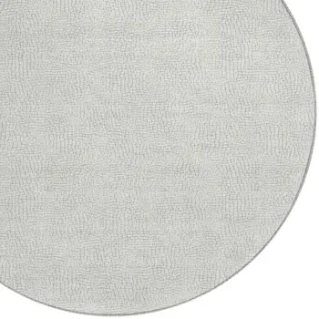 8' Silver And Gray Round Geometric Washable Indoor Outdoor Area Rug