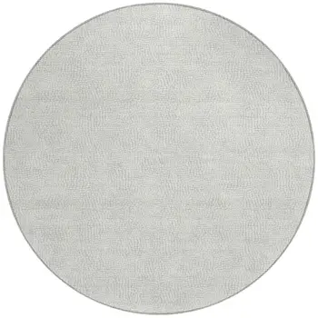8' Silver And Gray Round Geometric Washable Indoor Outdoor Area Rug