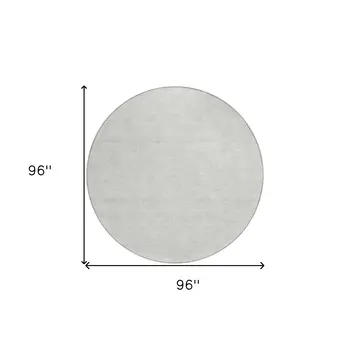 8' Silver And Gray Round Geometric Washable Indoor Outdoor Area Rug
