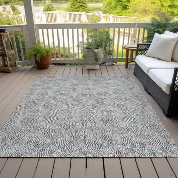 5' X 8' White And Black Geometric Washable Indoor Outdoor Area Rug