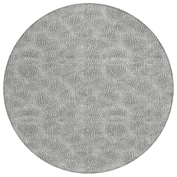 8' White And Black Round Geometric Washable Indoor Outdoor Area Rug