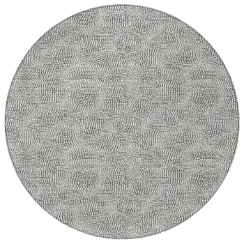 8' White And Black Round Geometric Washable Indoor Outdoor Area Rug