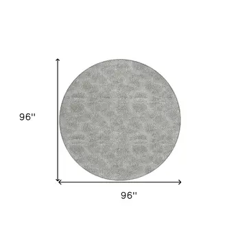 8' White And Black Round Geometric Washable Indoor Outdoor Area Rug