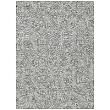 8' X 10' White And Black Geometric Washable Indoor Outdoor Area Rug