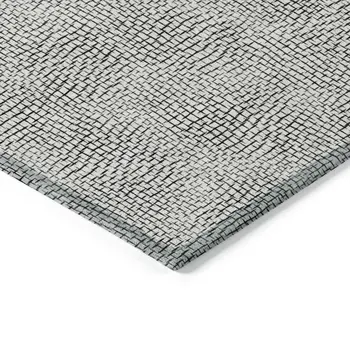 8' X 10' White And Black Geometric Washable Indoor Outdoor Area Rug