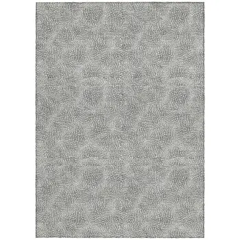 10' X 14' White And Black Geometric Washable Indoor Outdoor Area Rug