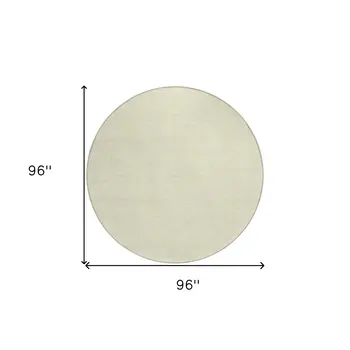 8' Yellow And Beige Round Geometric Washable Indoor Outdoor Area Rug
