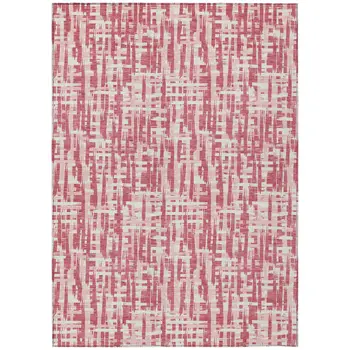3' X 5' Blush Pink And Beige Abstract Washable Indoor Outdoor Area Rug