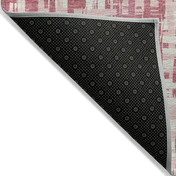 10' X 14' Blush Pink And Beige Abstract Washable Indoor Outdoor Area Rug