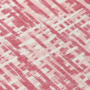 10' X 14' Blush Pink And Beige Abstract Washable Indoor Outdoor Area Rug