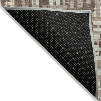 3' X 5' Brown Tan And Beige Abstract Washable Indoor Outdoor Area Rug