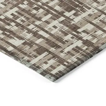 5' X 8' Brown Tan And Beige Abstract Washable Indoor Outdoor Area Rug
