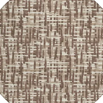 8' Brown Tan And Beige Round Abstract Washable Indoor Outdoor Area Rug