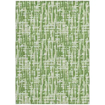 8' X 10' Green And Ivory Abstract Washable Indoor Outdoor Area Rug