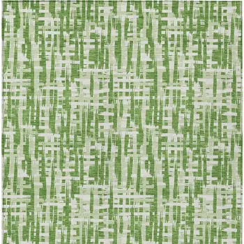 8' X 10' Green And Ivory Abstract Washable Indoor Outdoor Area Rug