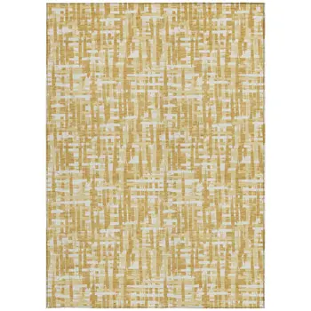 5' X 8' Gold Brown And Beige Abstract Washable Indoor Outdoor Area Rug