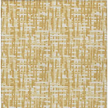 5' X 8' Gold Brown And Beige Abstract Washable Indoor Outdoor Area Rug