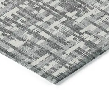 3' X 5' Gray And Charcoal Abstract Washable Indoor Outdoor Area Rug