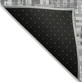 8' X 10' Gray And Charcoal Abstract Washable Indoor Outdoor Area Rug