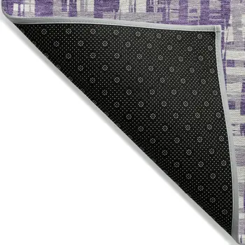 8' Purple And Lavender Round Abstract Washable Indoor Outdoor Area Rug