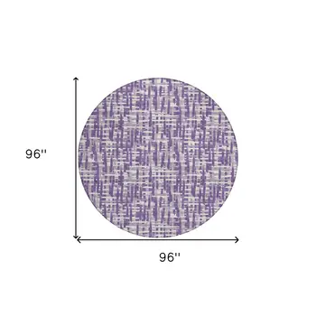 8' Purple And Lavender Round Abstract Washable Indoor Outdoor Area Rug