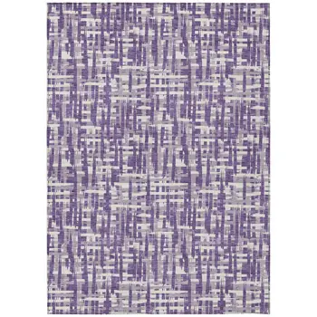 9' X 12' Purple And Lavender Abstract Washable Indoor Outdoor Area Rug