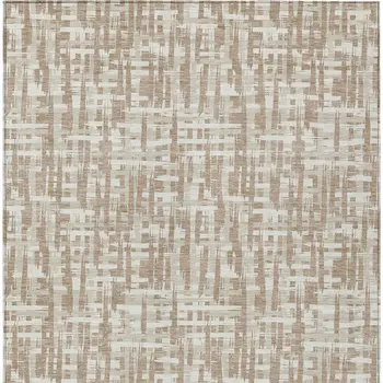 10' X 14' Tan And Beige Abstract Washable Indoor Outdoor Area Rug