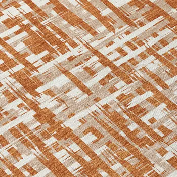 3' X 5' Terra Cotta Tan And Ivory Abstract Washable Indoor Outdoor Area Rug